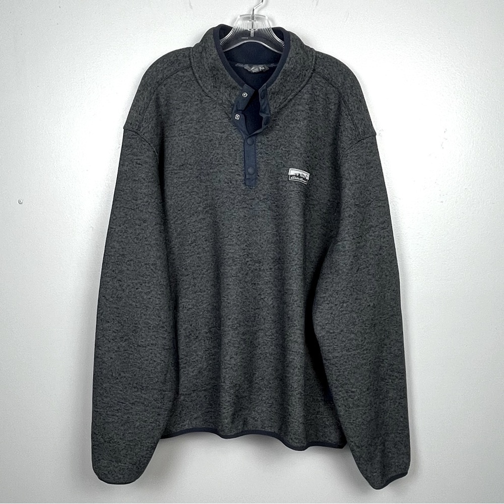 Eddie Bauer Men's Classic Fit Long Sleeve Knit Fleece Sweater, gray/navy XXL.